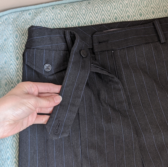 Ann Taylor Dark Gray w/ Blue Pinstripe Dress Pants - Picture 4 of 14